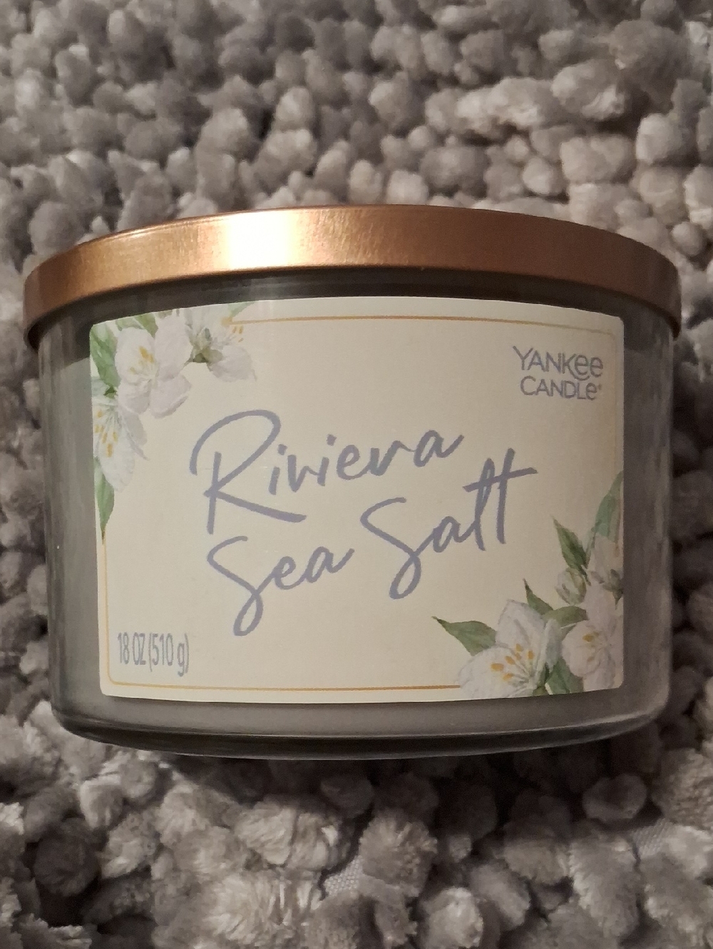 Yankee Candle Riviera Sea Salt Candle - Gold Lid, Gray Jar